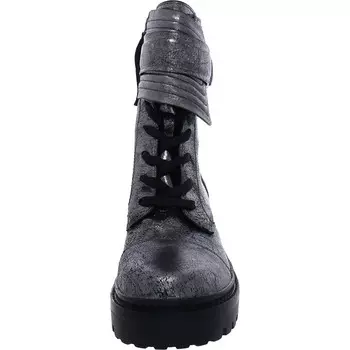 Женские кожаные армейские ботинки цвета металлик и на шнуровке Basia DKNY, цвет Dark Gunmetal