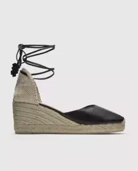 Женские кожаные эспадрильи Carina на средней танкетке с застежкой на ленту Castaer, черный