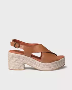 Женские кожаные эспадрильи на каблуке Toni Pons, коричневый