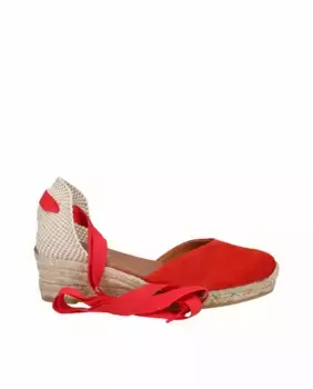 Женские кожаные эспадрильи на низкой танкетке с лентами Viguera, красный