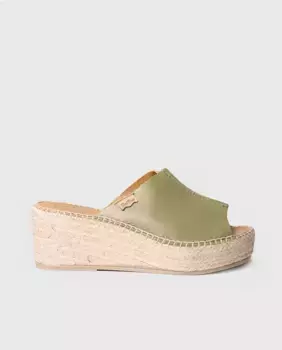 Женские кожаные эспадрильи на платформе Toni Pons, цвет Kaki