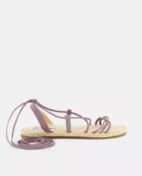 Женские кожаные эспадрильи на плоской подошве с тонкими ремешками Maneb, сиреневый