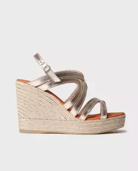 Женские кожаные эспадрильи на танкетке с пряжкой Toni Pons, золотой