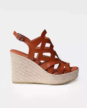 Женские кожаные эспадрильи на танкетке с пряжкой Toni Pons, коричневый