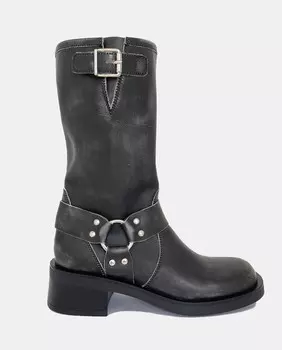 Женские кожаные байкерские ботильоны со стременами Luis Gonzalo, серый