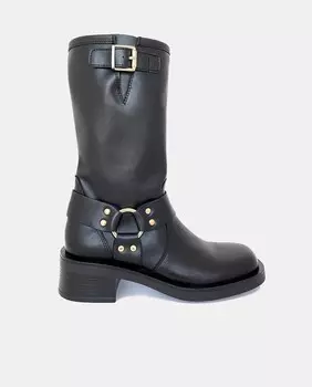 Женские кожаные байкерские ботильоны со стременами Luis Gonzalo, черный