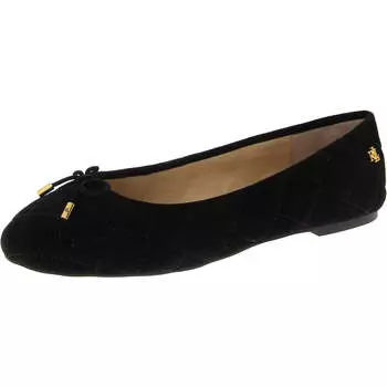 Женские кожаные балетки Jayna с круглым носком Lauren Ralph Lauren, цвет black quilted kid suede