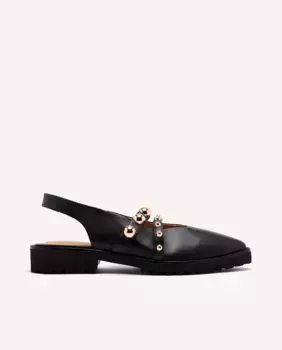 Женские кожаные балетки-мюли с ремешками и заклепками Gioseppo, черный