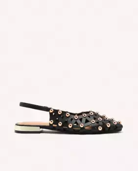 Женские кожаные балетки-мюли с заклепками и металлическим каблуком Gioseppo, черный