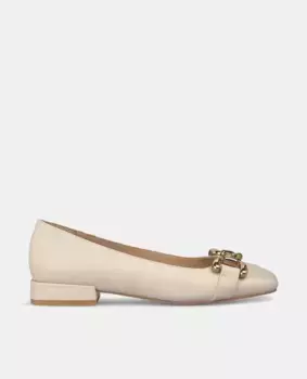 Женские кожаные балетки на плоской подошве с круглым носком Alma en Pena, белый