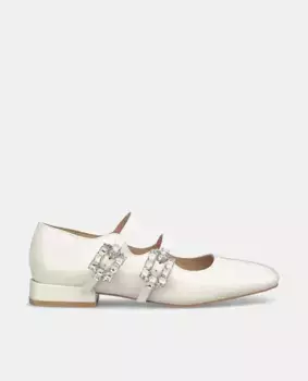 Женские кожаные балетки с двумя пряжками Alma en Pena, белый