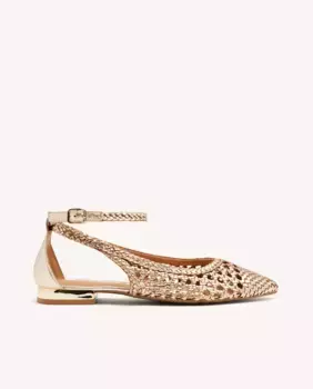 Женские кожаные балетки с острым носком и резиновой подошвой Gioseppo, золото