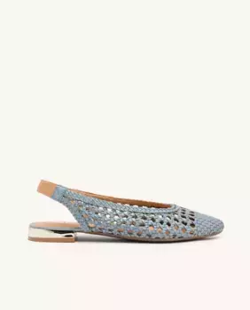 Женские кожаные балетки с плетением и мягкой латексной стелькой Gioseppo, голубой