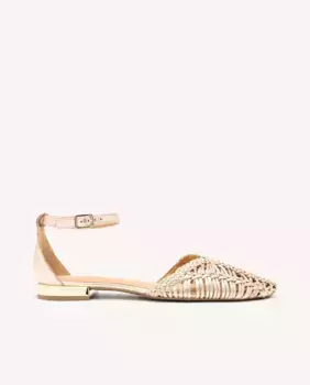 Женские кожаные балетки с плетением и регулируемой застежкой-браслетом Gioseppo, золото