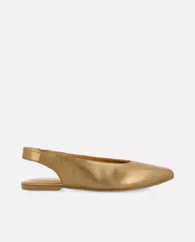Женские кожаные балетки с пяткой и эластичной спинкой Gioseppo, золотой