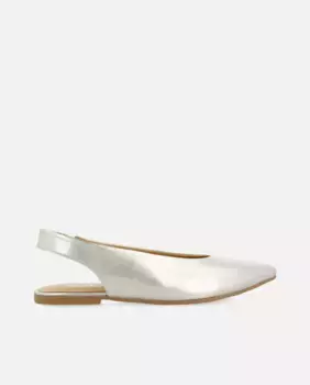 Женские кожаные балетки с пяткой и эластичной спинкой Gioseppo, серебряный