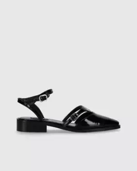 Женские кожаные балетки с ремешками и ремешками Alohas, чёрный