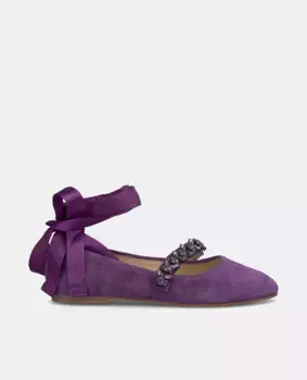 Женские кожаные балетки с ремешком из стразов Alma en Pena, фиолетовый