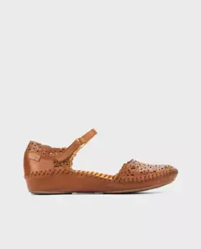 Женские кожаные балетки с застежкой на липучку и мягкой стелькой Pikolinos, коричневый