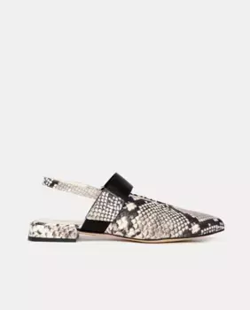 Женские кожаные балетки со змеиным принтом и пяткой на пятке Homers, мультиколор