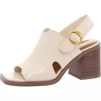 Женские кожаные босоножки Amy на блочном каблуке с открытой пяткой Franco Sarto, цвет white synthetic