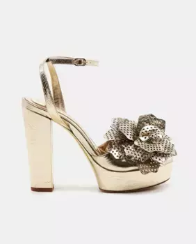 Женские кожаные босоножки Cline на платформе и блочном каблуке Magrit, золото