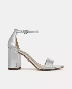Женские кожаные босоножки Daniella на блочном каблуке Sam Edelman, серебряный