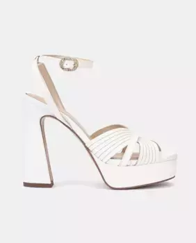 Женские кожаные босоножки Montefioralle на платформе с блочным каблуком Pedro Miralles, белый