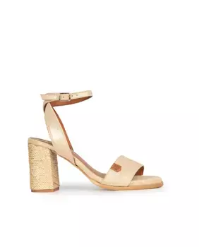 Женские кожаные босоножки на каблуке Boreal песочного цвета Popa, кремовый