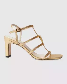 Женские кожаные босоножки на каблуке Claudie Pierlot, золотой