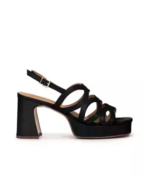 Женские кожаные босоножки на каблуке и платформе Pedro Miralles, черный