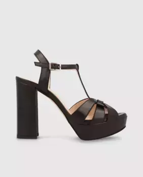 Женские кожаные босоножки на каблуке и платформе Lodi, черный