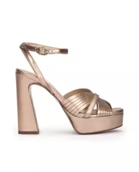 Женские кожаные босоножки на каблуке на платформе Pedro Miralles, золотой