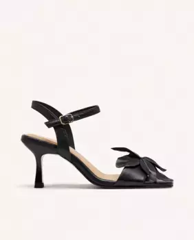 Женские кожаные босоножки на каблуке с бантом и тонким каблуком Gioseppo, черный