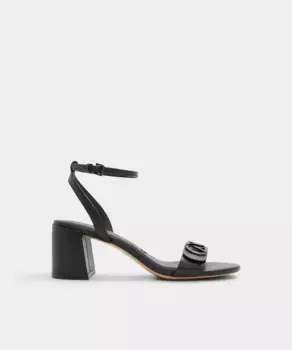 Женские кожаные босоножки на каблуке с круглым носком Aldo, черный