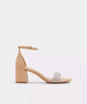 Женские кожаные босоножки на каблуке с круглым носком Aldo, бежевый