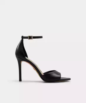 Женские кожаные босоножки на каблуке с круглым носком Aldo, черный