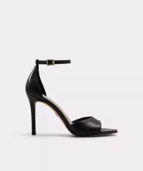 Женские кожаные босоножки на каблуке с круглым носком Aldo, черный