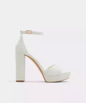 Женские кожаные босоножки на каблуке с круглым носком Aldo, белый