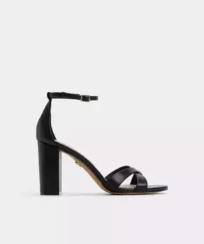 Женские кожаные босоножки на каблуке с круглым носком Aldo, черный