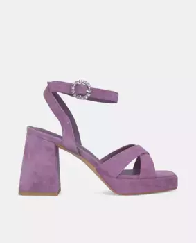 Женские кожаные босоножки на каблуке с квадратным носком Alma en Pena, фиолетовый