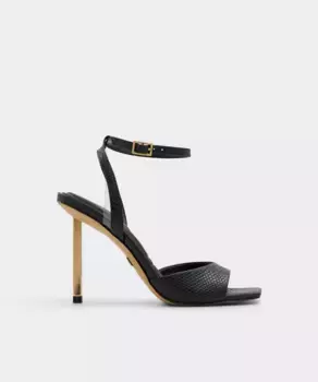Женские кожаные босоножки на каблуке с квадратным носком Aldo, черный