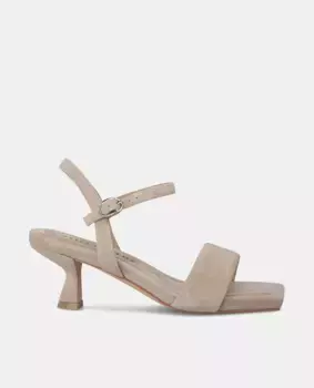 Женские кожаные босоножки на каблуке с квадратным носком Alma en Pena, бежевый