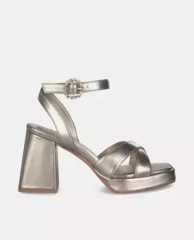 Женские кожаные босоножки на каблуке с квадратным носком Alma en Pena, коричневый