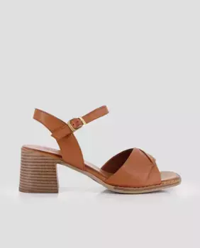 Женские кожаные босоножки на каблуке с переплетенным ремешком Blogger, коричневый