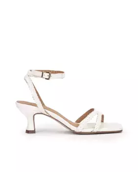 Женские кожаные босоножки на каблуке с плетеными ремешками Pedro Miralles, белый