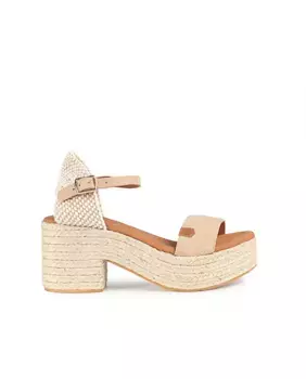 Женские кожаные босоножки на каблуке с пряжкой Popa, цвет Natural