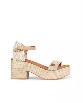 Женские кожаные босоножки на каблуке с пряжкой Popa, цвет Natural