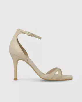 Женские кожаные босоножки на каблуке с пряжкой Lodi, бежевый