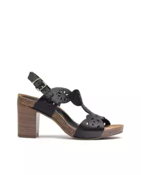 Женские кожаные босоножки на каблуке с пряжкой Yokono, черный